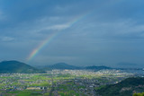 虹と香川県坂出市の街並み