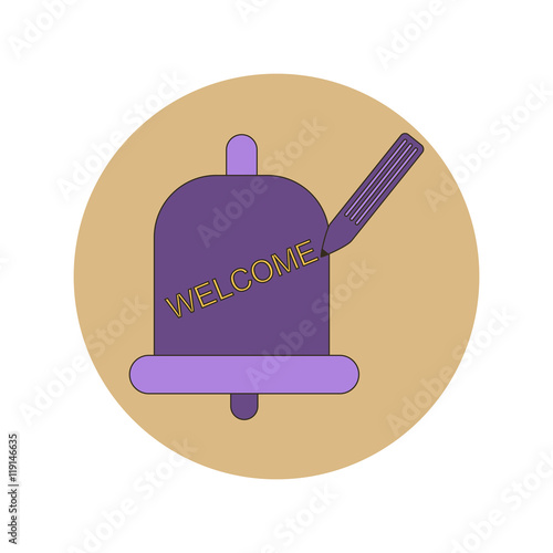 Back to School and Education Vector Flat Design bell and pencil