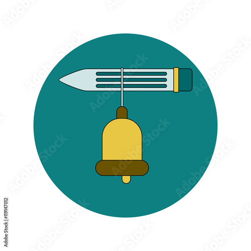 Back to School and Education Vector Flat Design bell and pencil