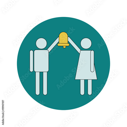 Back to School and Education Vector Flat Design pupils with bell