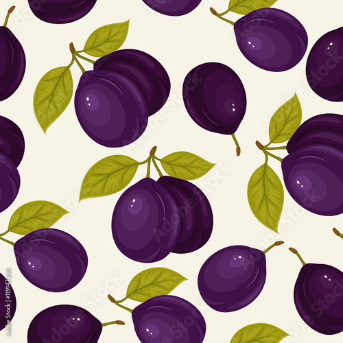 Plums seamless pattern