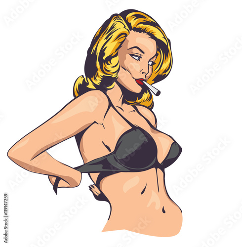 Woman undressing vector pic