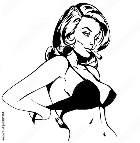 Woman undressing vector pic