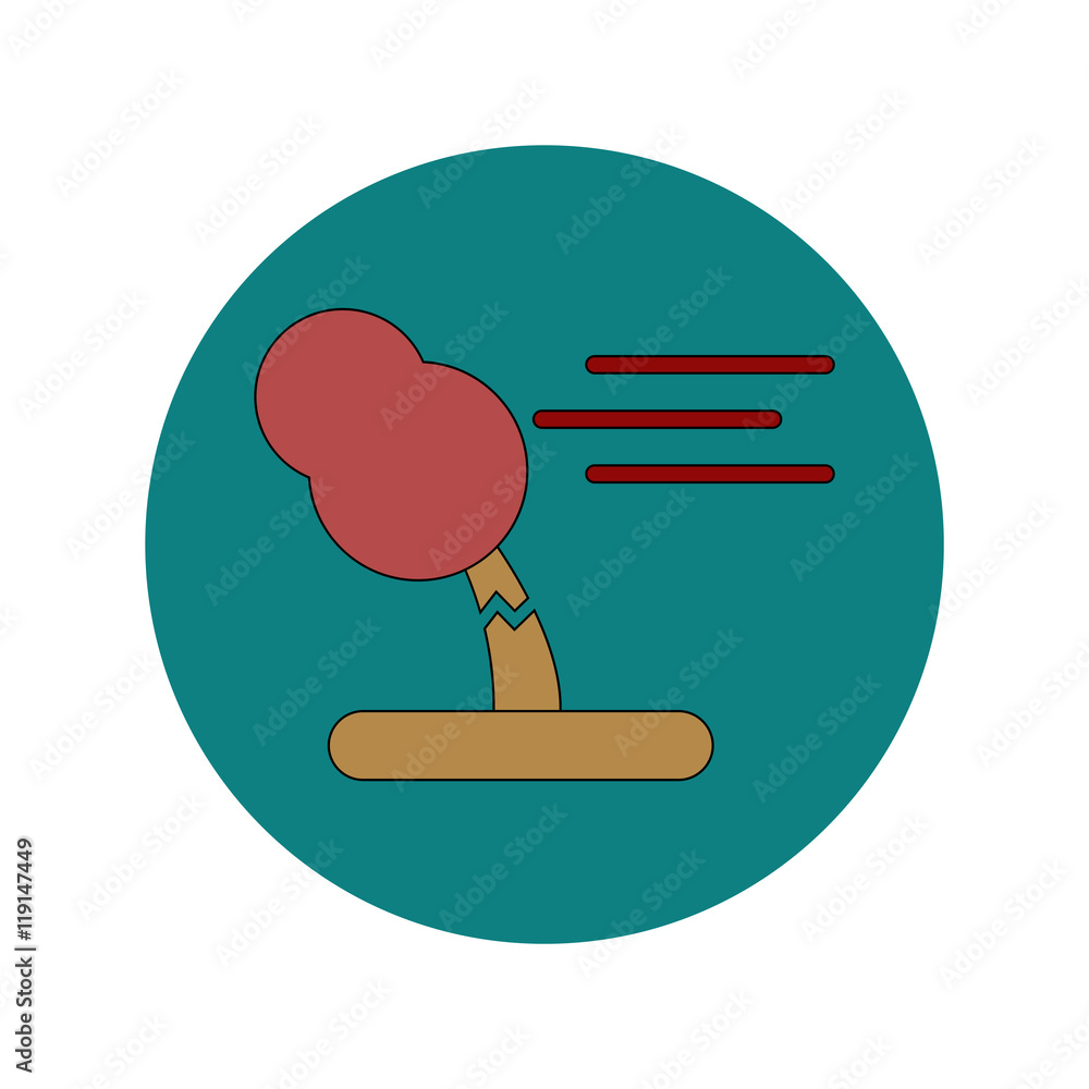 Vector illustration in flat design of storm and broken tree Vector illustration in flat design of storm and broken tree