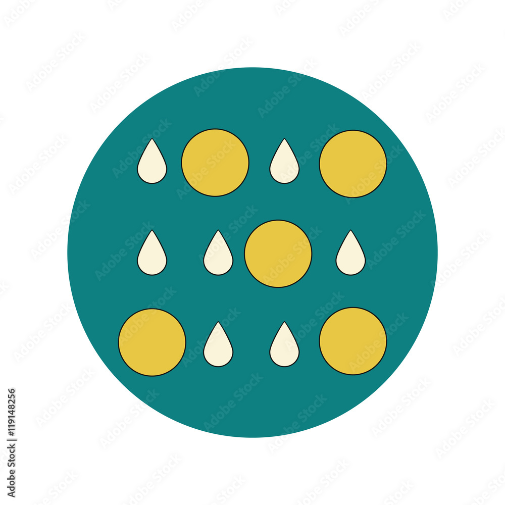 Fototapeta premium Vector illustration in flat design of rain with volcanic elements