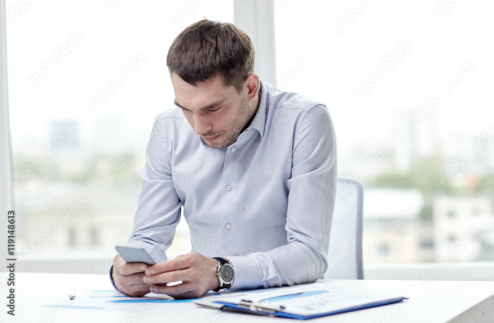 close up of businessman with smartphone close up of businessman with smartphone