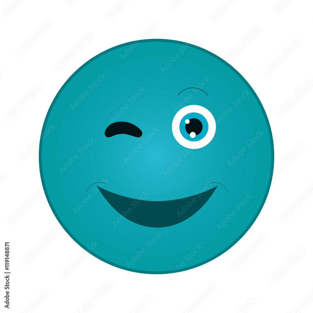 Fototapeta premium flat design happy wink emoticon icon vector illustration