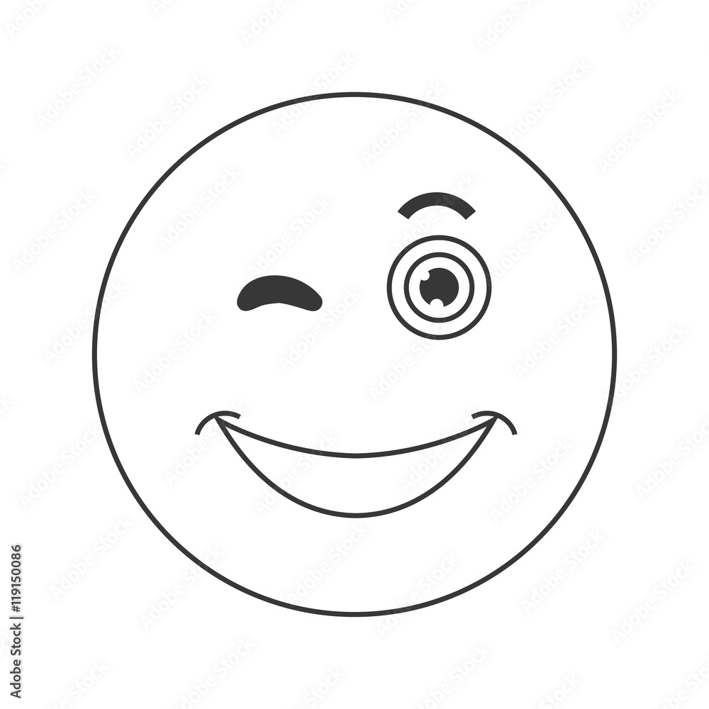 flat design happy wink emoticon icon vector illustration flat design happy wink emoticon icon vector illustration
