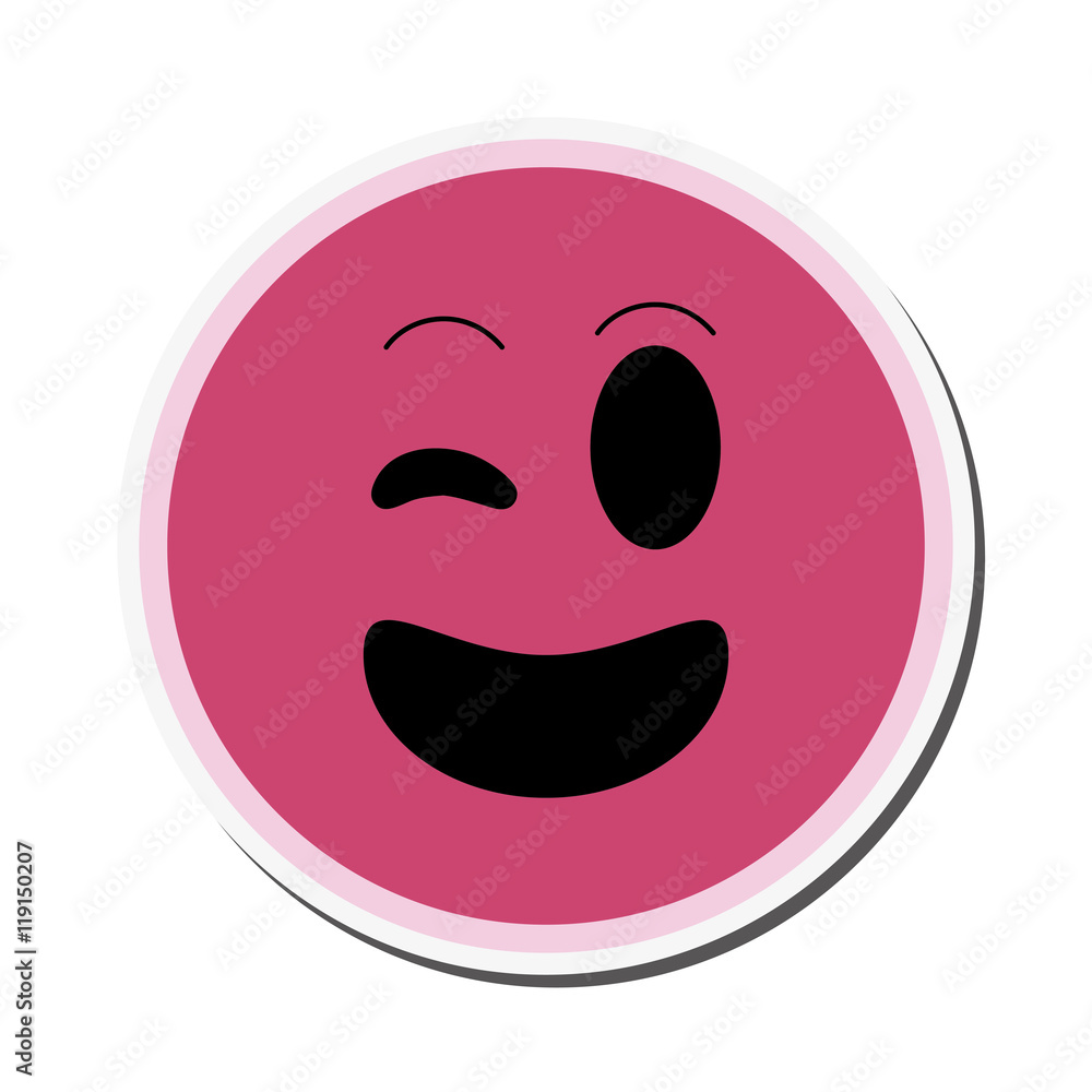 flat design happy wink emoticon icon vector illustration