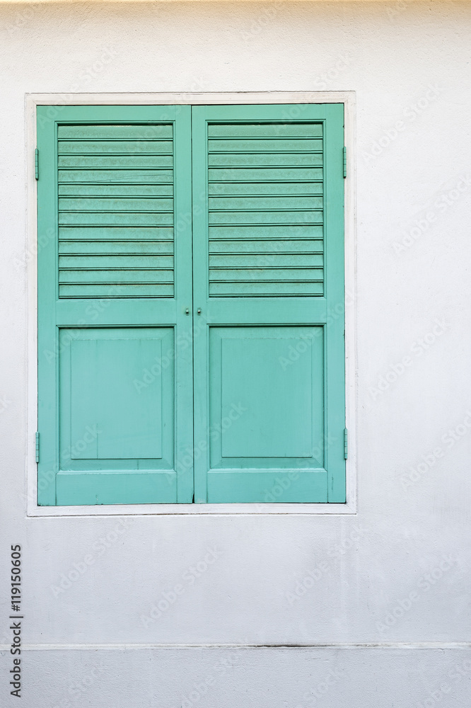 Old Green wooden window