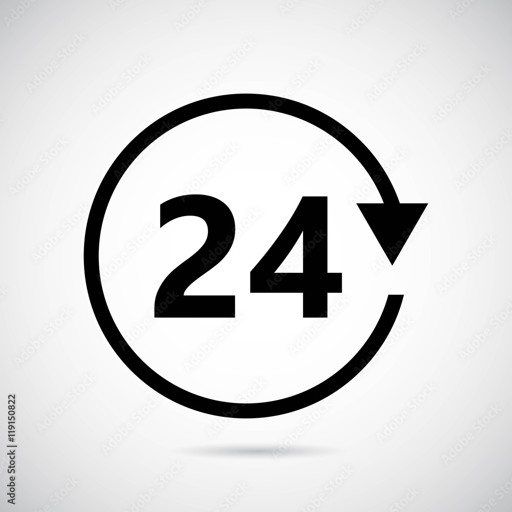24h icon on gray background. Vector art. 24h icon on gray background. Vector art.