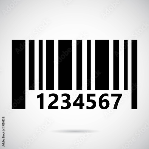 Bar code icon on gray background. Vector art.