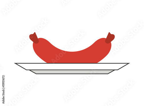 flat design single sausage icon vector illustration