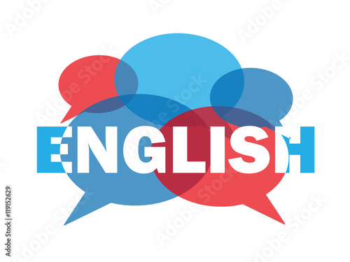 "ENGLISH" Vector Word Icon with speech bubbles