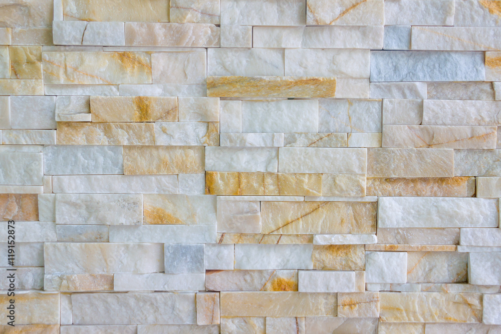 Fototapeta premium Pattern of grey and rough sandstone wall texture and background, stone Cladding wall