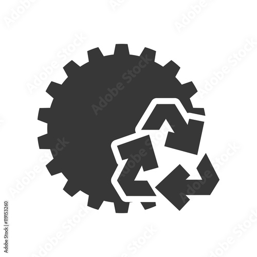 gear recycle ecology silhouette icon. Flat and Isolated design. Vector illustration