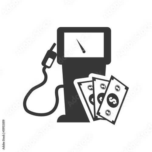 bills dispenser petroleum gasoline oil industry silhouette icon. Flat and Isolated design. Vector illustration