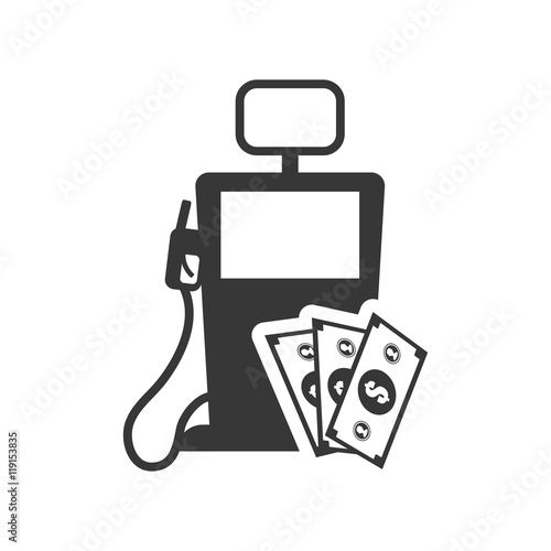 bills dispenser petroleum gasoline oil industry silhouette icon. Flat and Isolated design. Vector illustration
