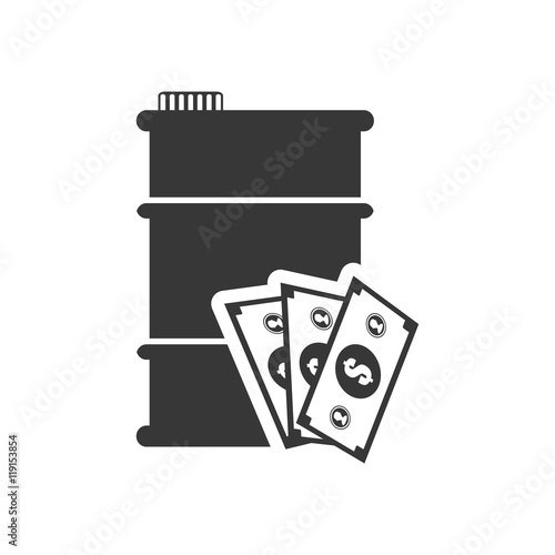 bills barrel petroleum gasoline oil industry silhouette icon. Flat and Isolated design. Vector illustration