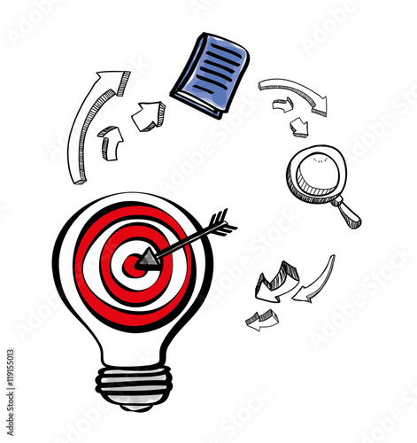 target bulb lupe book big and great idea creativity icon set. Sketch and draw design. Vector illustration