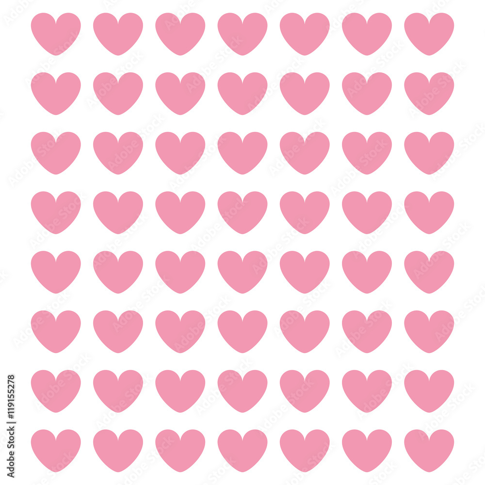 flat design pink cartoon heart pattern vector illustration