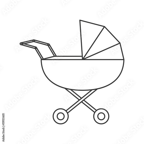 flat design baby stroller icon vector illustration
