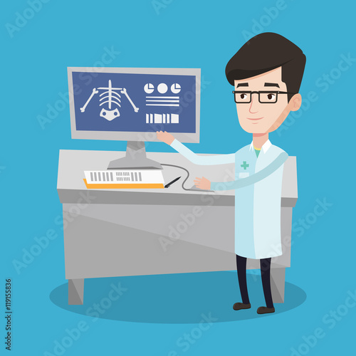 Doctor examining radiograph vector illustration.