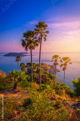 Phromthep cape viewpoint at twilight sky in Phuket Thailand