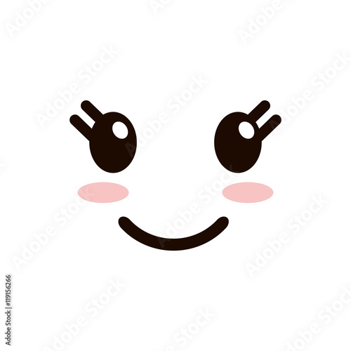flat design kawaii happy facial expression icon vector illustration