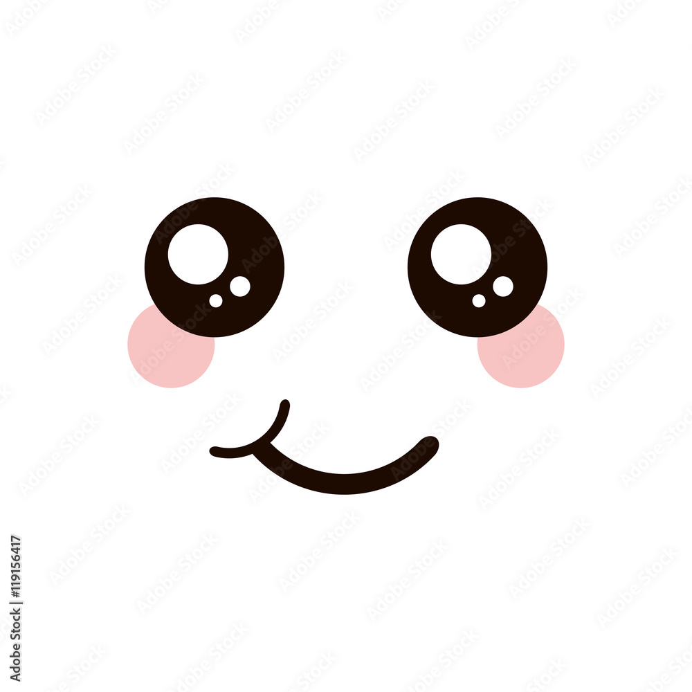 flat design kawaii happy facial expression icon vector illustration flat design kawaii happy facial expression icon vector illustration