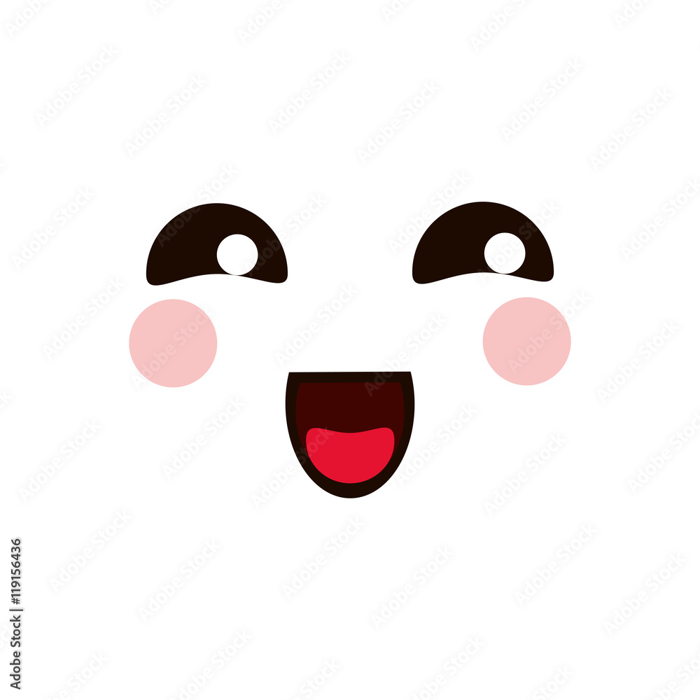 flat design kawaii happy facial expression icon vector illustration flat design kawaii happy facial expression icon vector illustration