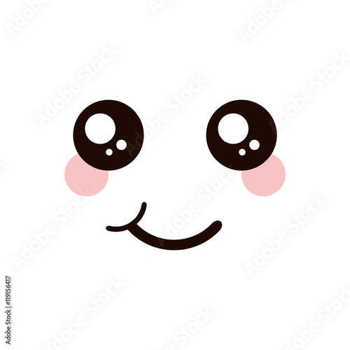 flat design kawaii happy facial expression icon vector illustration