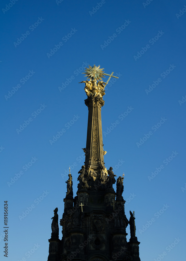 Holy Trinity Column (Sloup nejsvetejsi trojice), Upper Square ( Horni namesti ), Olomouc, Czech Republic / Czechia, Central Europe - religious UNESCO landmark of the town during late sunset