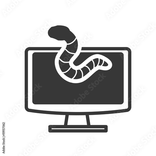 computer worm cyber security system protection silhouette icon. Flat and Isolated design. Vector illustration