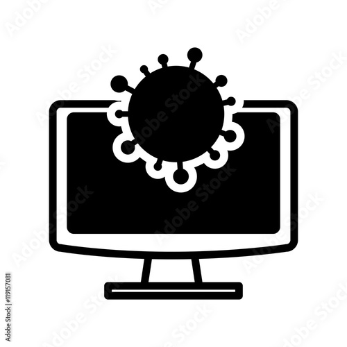 computer parasite cyber security system protection silhouette icon. Flat and Isolated design. Vector illustration