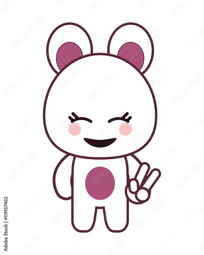 Obraz premium flat design kawaii bear emoticon icon vector illustration