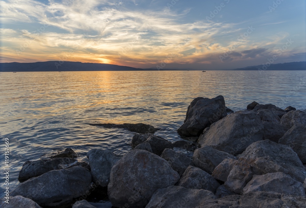 Sunset on the Adriatic coast Croatia