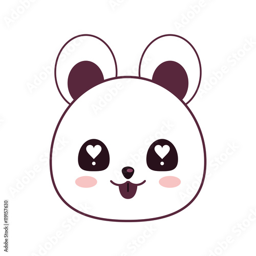 flat design kawaii bear emoticon icon vector illustration