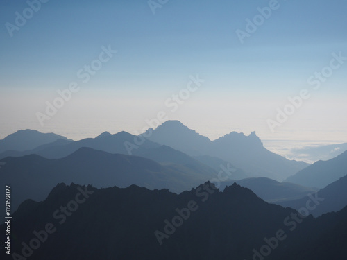 View of blue mountains abstract background. 3D