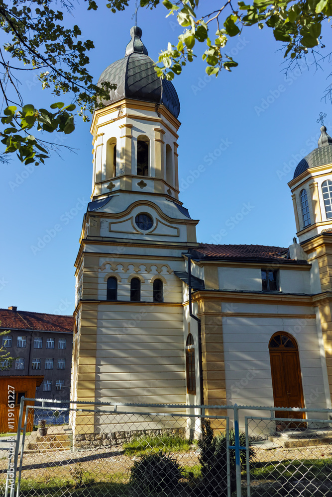 Fototapeta premium Outside view of The church Virgin Mary in Dimitrovgrad, Pirot Region, Republic of Serbia