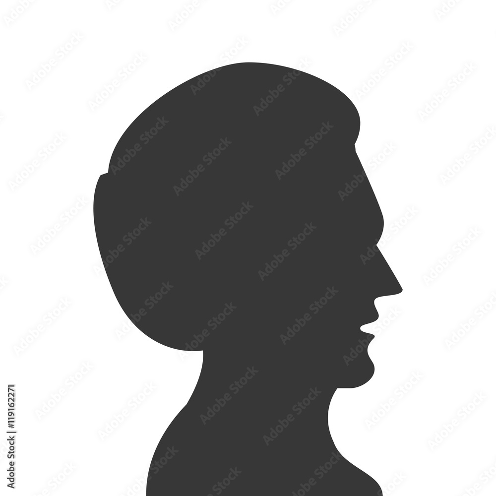 flat design man head profile silhouette icon vector illustration