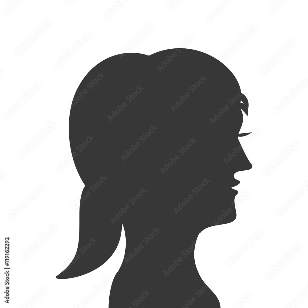 flat design woman head profile silhouette icon vector illustration