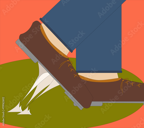 A man steps on a chewing gum