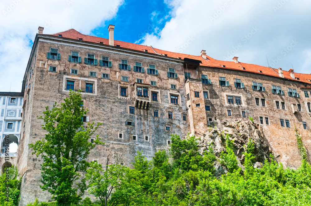 Medieval castle on a hill in Cesky Krumlov, Czech Republic