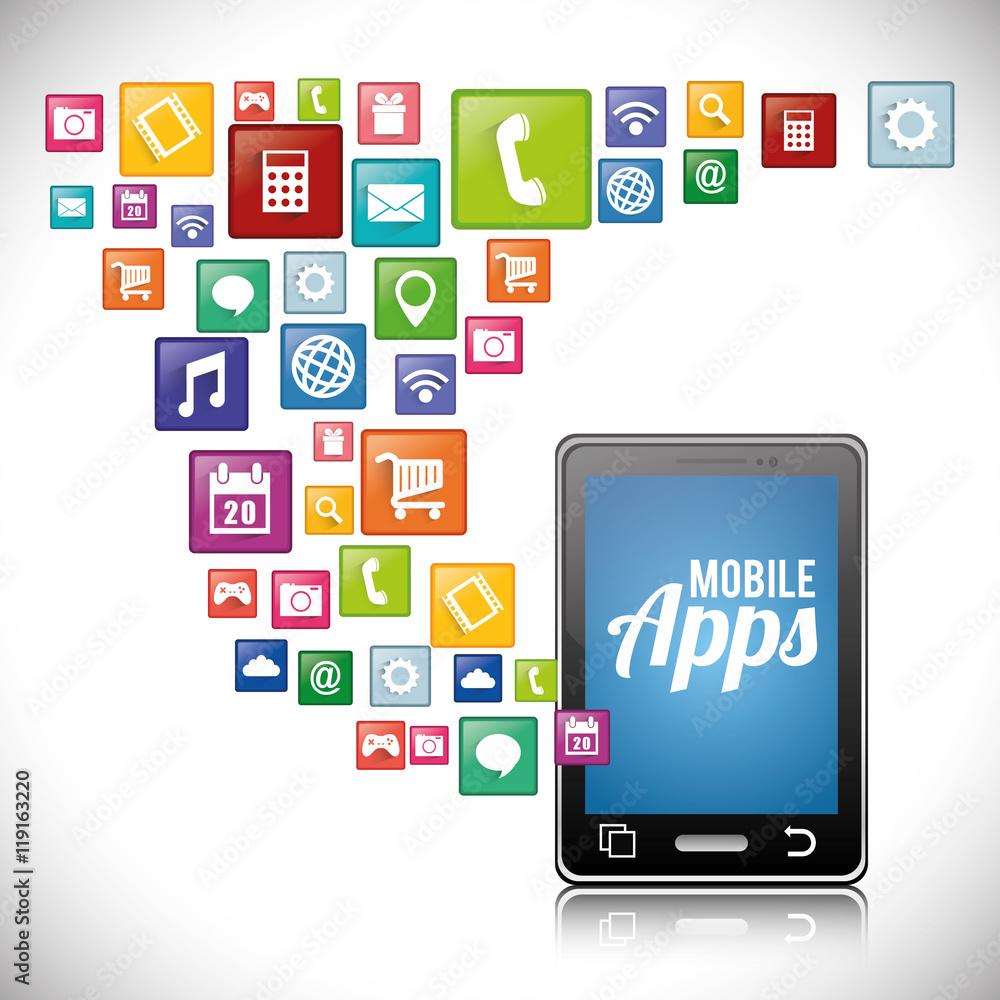 smartphone mobile apps application online icon set. Colorful and flat design. Vector illustration smartphone mobile apps application online icon set. Colorful and flat design. Vector illustration