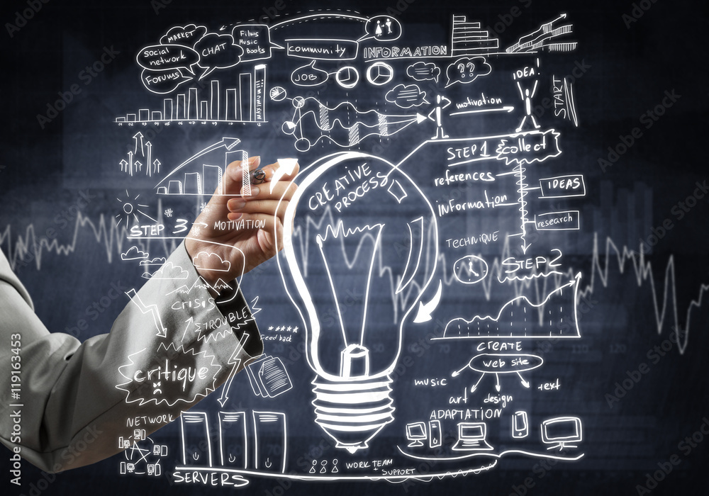 Woman sketching business ideas Woman sketching business ideas