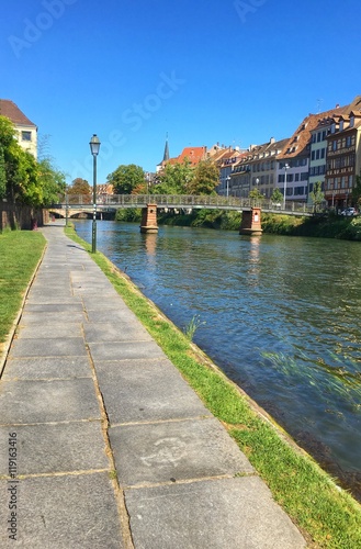 riverside view of Strabourg city and the beautiful old traditional house of Strasbourg  photo