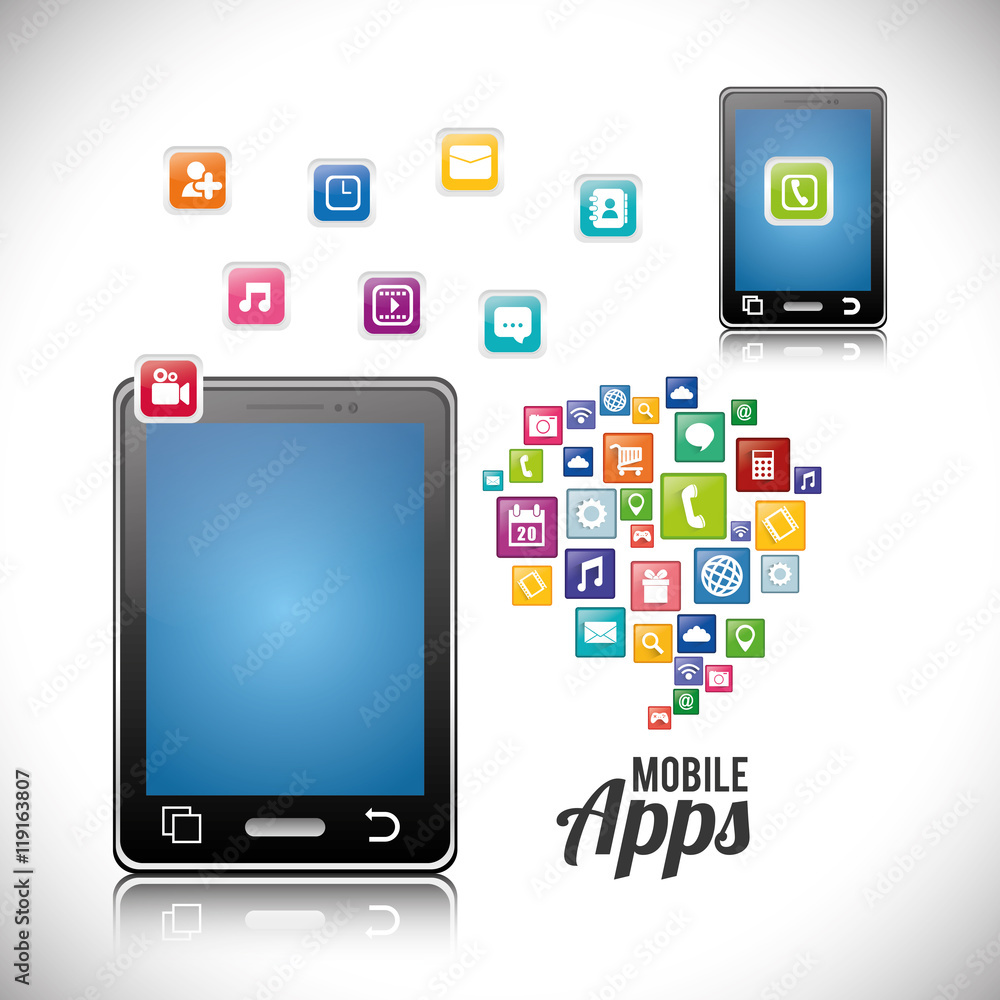 smartphone mobile apps application online icon set. Colorful and flat design. Vector illustration smartphone mobile apps application online icon set. Colorful and flat design. Vector illustration