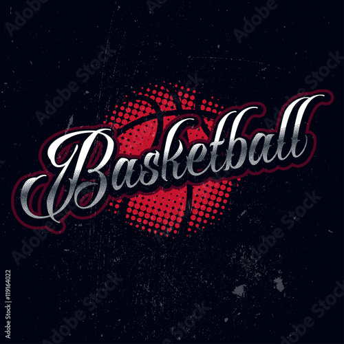Basketball vintage halftone label