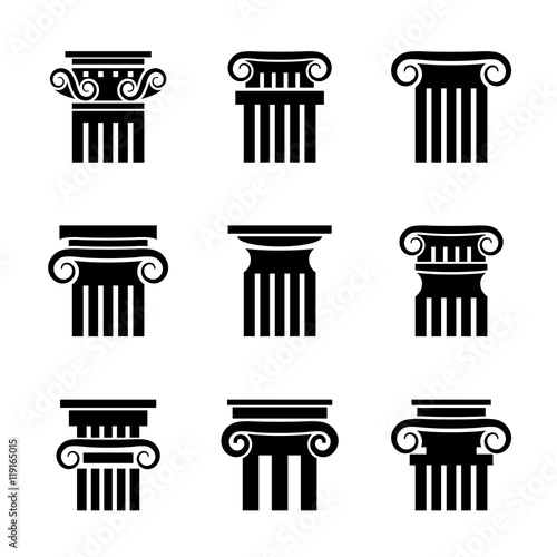Ancient columns vector icons